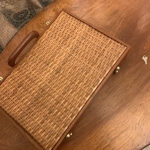 Vintage Wood and Wicker Briefcase